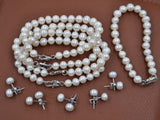 10 sets 100% real freshwater pearl sets bracelet and studs earring s925  6.5-7.5mm pearls