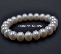 Stunning 10mm white luster freshwater pearl bracelet free shipping