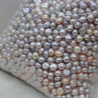 wholesale  100pcs button half drilled real freshwater pearl 7.5-8.5mm white or natural multi-colours beads