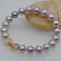 AAA Gorgeous 8.5-9mm round natural lavender pearl bracelet 18CM