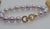 AAA Gorgeous 8.5-9mm round natural lavender pearl bracelet 18CM