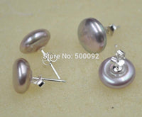 10 Pairs Fine 11-12mm Natural Freshwater Pearl Coin Earring Studs 925