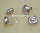 10 Pairs Fine 11-12mm Natural Freshwater Pearl Coin Earring Studs 925