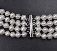 7.5" 4strands 6-7mm white freshwater pearl bracelet free shipping