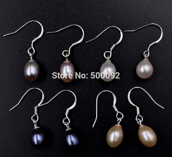 wholesale 20 pairs 6.5-7mm drop real pearl dangle earring s925 Hook