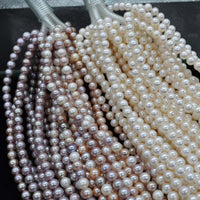 AAA wholesale 8mm near round white & purple freshwater pearl string 40cm