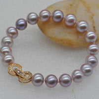 AAA Gorgeous 8.5-9mm round natural lavender pearl bracelet 18CM