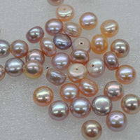 wholesale  100pcs button half drilled real freshwater pearl 7.5-8.5mm white or natural multi-colours beads