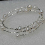 Newly handmade white freshwater pearl circle bracelet 7-8mm free shipping