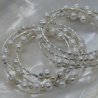 Newly handmade white freshwater pearl circle bracelet 7-8mm free shipping