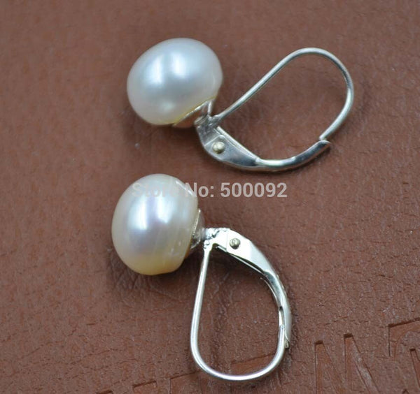 FOR 10 Pairs 9.5-10mm white Freshwater pearl earring D style