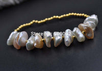 Baroque natural keshi genuine pearl bracelet free shipping