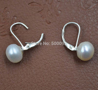 FOR 10 Pairs 9.5-10mm white Freshwater pearl earring D style