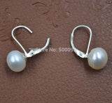 FOR 10 Pairs 9.5-10mm white Freshwater pearl earring D style