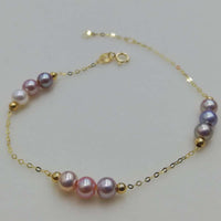 New AAA Natural round real pearl G18K gold  chain bracelet various style option girl's jewelry