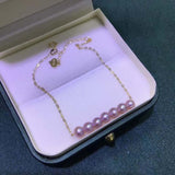 Gorgeous G18k solid gold bracelet fine 4-5mm round pearl jewelry gift for girls