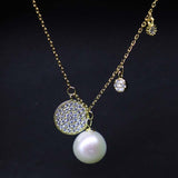 Sterling Silver Necklace Finest Genuine Round Pearl Pendant Ladies Jewelry