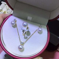 Sterling silver PEARLS set round freshwater pearl pendant &  earring ring 7-8mm