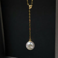 Top 8mm round sea water Akoya pearl pendant G18K Chain necklace wedding women;s jewelry