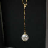 Top 8mm round sea water Akoya pearl pendant G18K Chain necklace wedding women;s jewelry