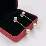 Newly AAA studs & dangle style AAA Round Fw Pearl women earring G18K with certificate