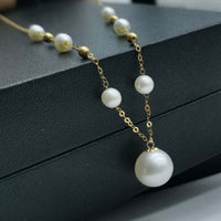 AAA 4-9mm Finest Round Pearl Jewelry G18K Necklace Chain Wedding Jewelry