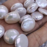 Gorgeous AAA Both smooth luster coin pearls natural white freshwater loose pearl #501