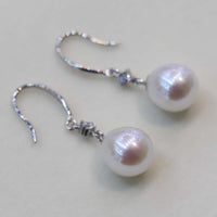 Amazing 10mm drop white real pearl sterling silver dangle earring fine jewelry gifts