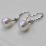 Amazing 10mm drop white real pearl sterling silver dangle earring fine jewelry gifts