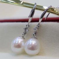 Amazing 10mm drop white real pearl sterling silver dangle earring fine jewelry gifts