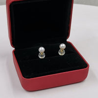 Newly AAA studs & dangle style AAA Round Fw Pearl women earring G18K with certificate