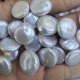 wholesale 50 pcs coin pearls 14-15mm white fresh water pearl loose stone #502