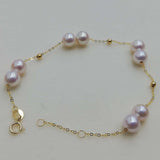 New AAA Natural round real pearl G18K gold  chain bracelet various style option girl's jewelry