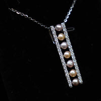 Small pearls sterling silver necklace freshwater pearl pendant 3-4mm