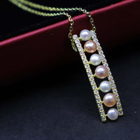 Small pearls sterling silver necklace freshwater pearl pendant 3-4mm