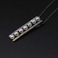 Small pearls sterling silver necklace freshwater pearl pendant 3-4mm