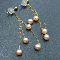 Small Fresh Water Pearl Dangle Earring 18K Solid Gold Finest JEWELLRY