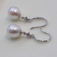 Amazing 10mm drop white real pearl sterling silver dangle earring fine jewelry gifts