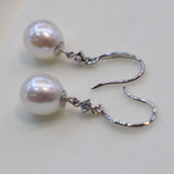 Amazing 10mm drop white real pearl sterling silver dangle earring fine jewelry gifts