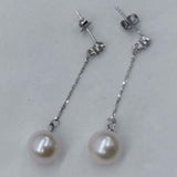 wholesale 10 pairs long earrings for women 8-9mm round freshwater pearls s925