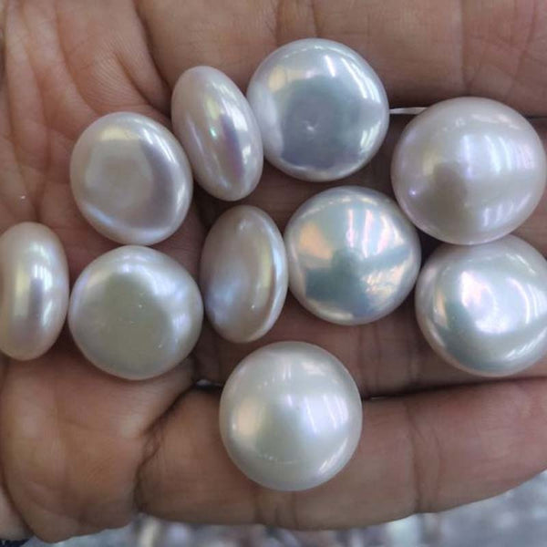 Gorgeous AAA Both smooth luster coin pearls natural white freshwater loose pearl #501