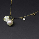 Sterling Silver Necklace Finest Genuine Round Pearl Pendant Ladies Jewelry