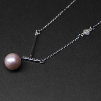 Sterling Silver 8.5mm Purple Fresh Water Pearl Pendant Chain Necklace