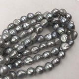 ELEISPL Lots 3 Strands 12mm Baroque Cultured Pearl Strings Gray Beads 16" #22010335